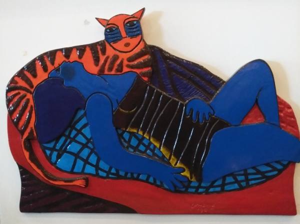 Guillaume Corneille "Femme Et Tigre"  Ceramic Sculpture